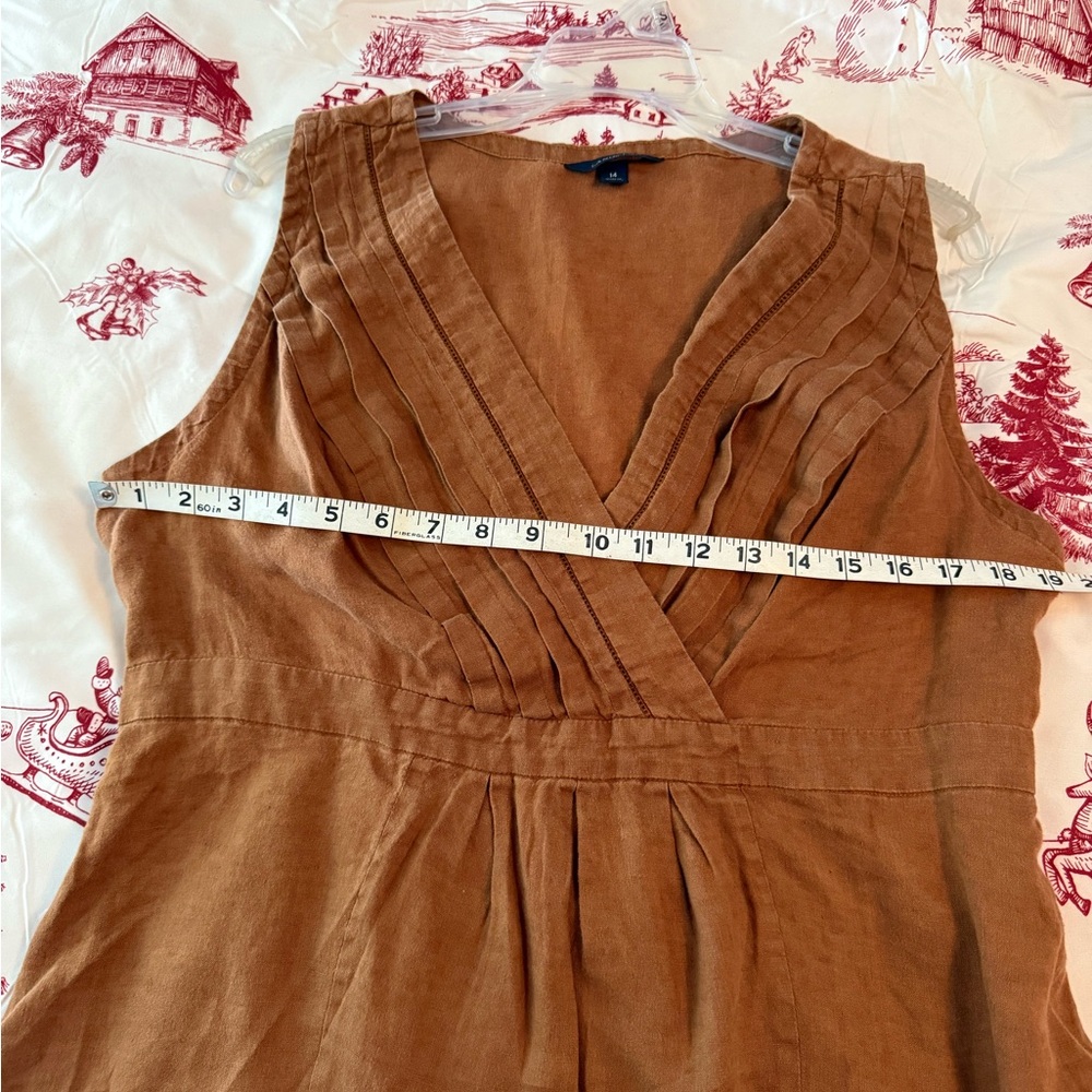 Lands End Womens Brown Linen Sleeveless Blouse (14) - Picture 8 of 12